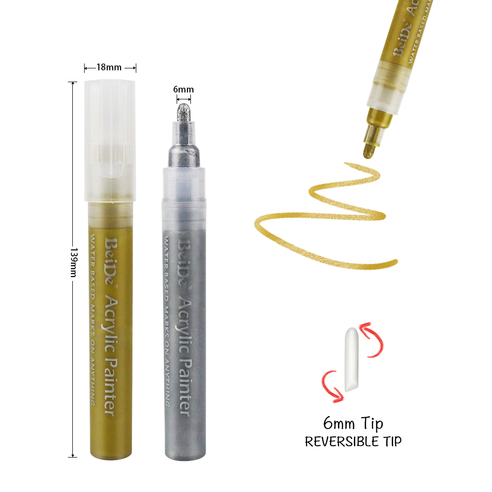 6MM Reversible Bullet & Chisel Acrylic Paint Pen